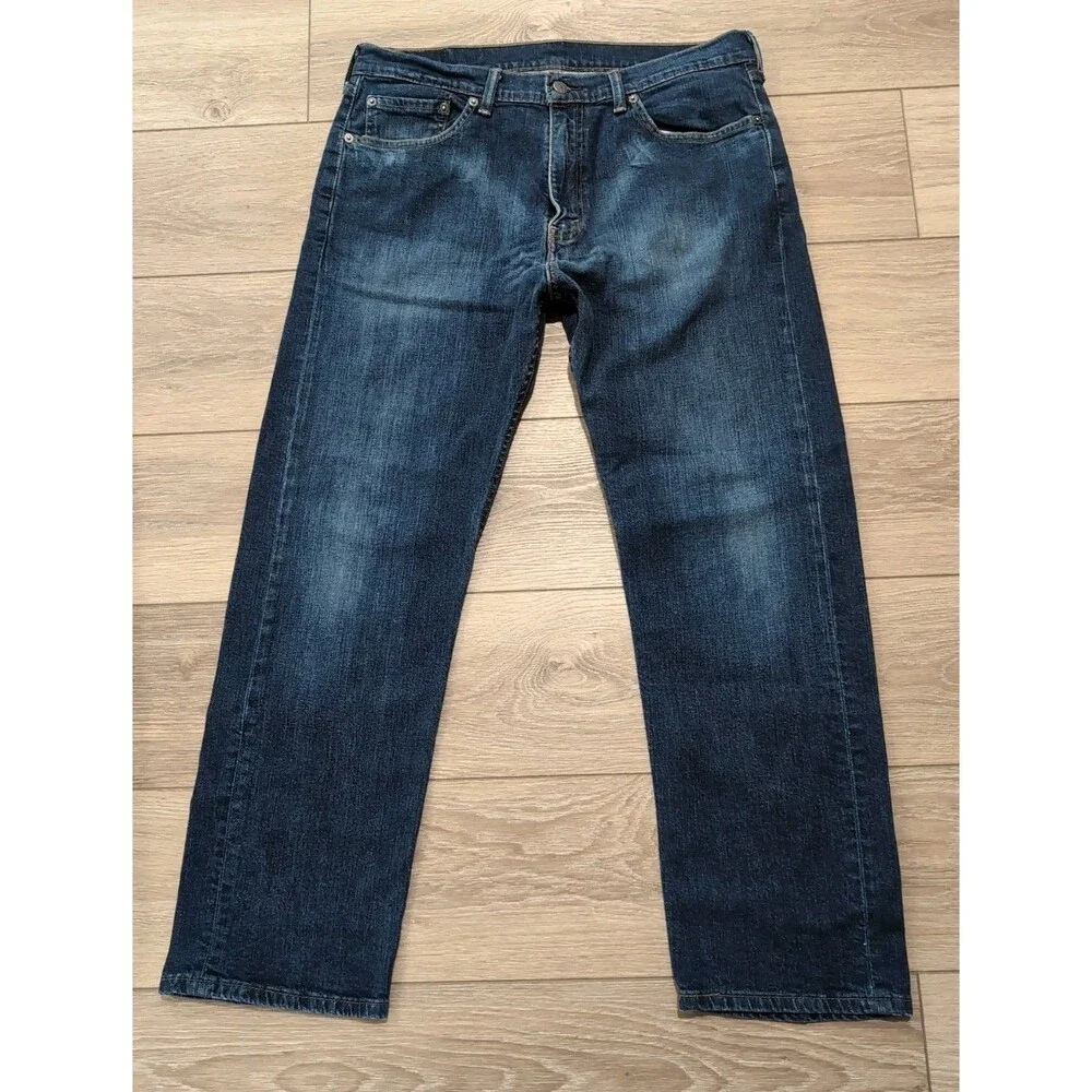 LEVI'S 505 MENS DENIM BLUE JEANS SIZE 36X30 STRAIGHT REGULAR FIT MEDIUM WASH EUC